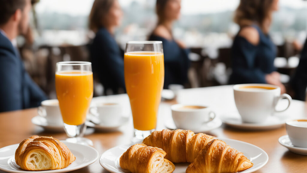 Petit-déjeuner d'affaires dans un lieu contemporain